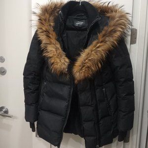 Mackage Black Womens Down Coat With Fur Hood Size M